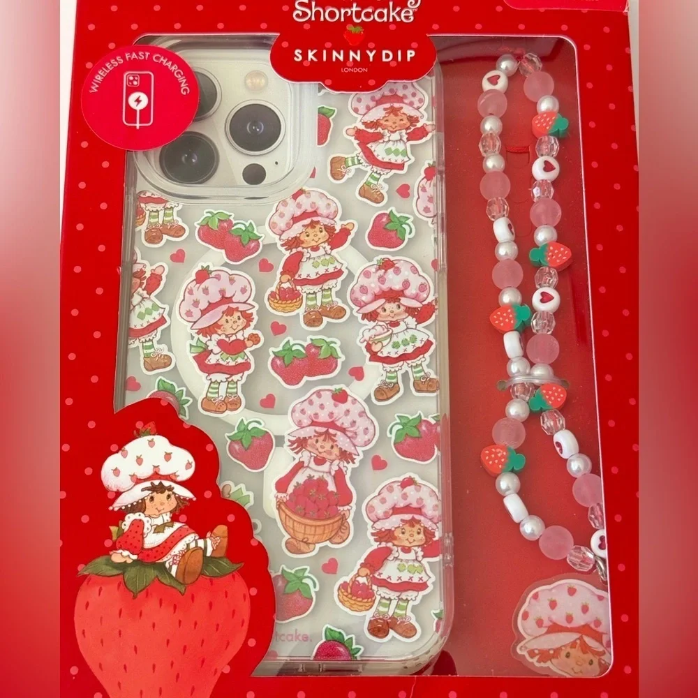SKINNY DIP LONDON Strawberry Shortcake iPhone 13/14 Pro Max Case & Beaded Strap